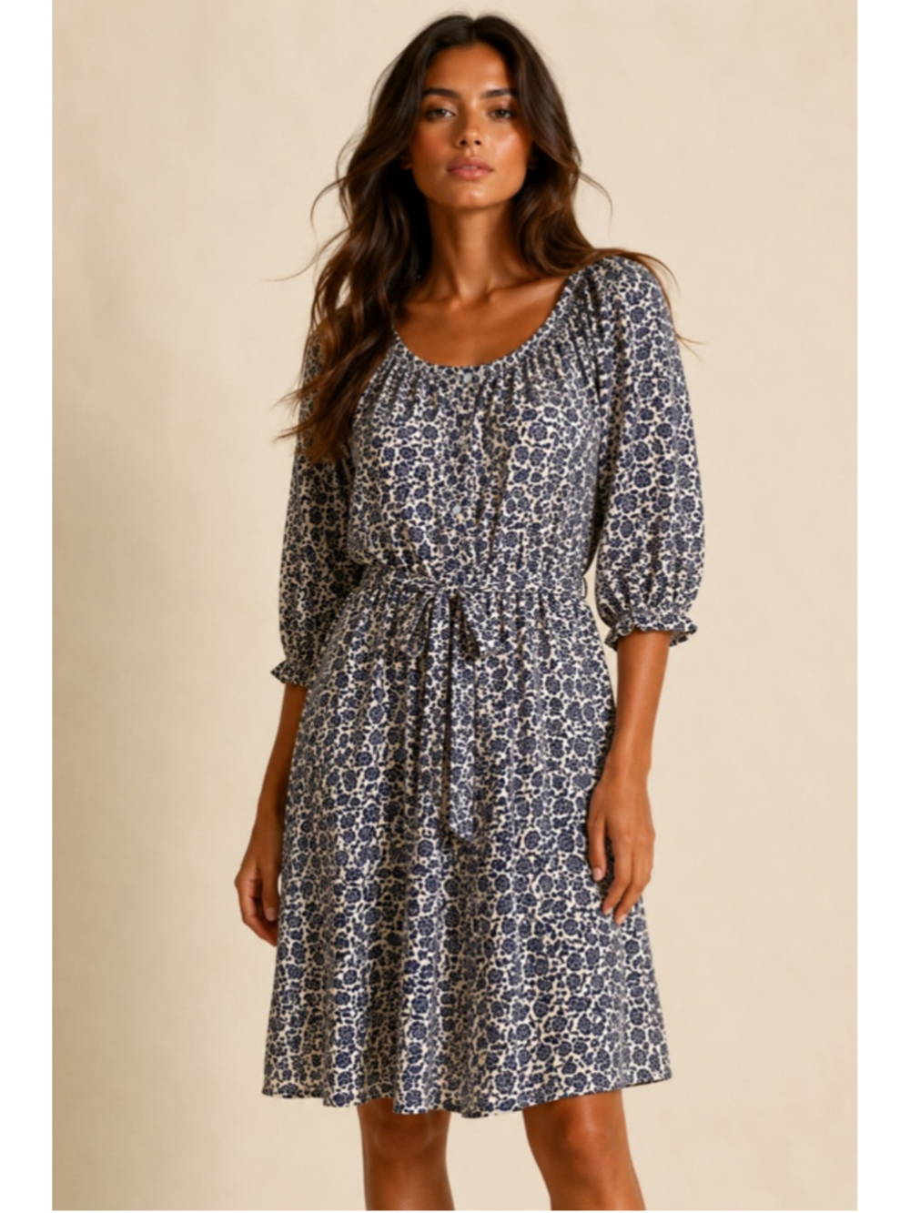 Time and Tru Ditsy Floral Midi Dress Cottagecore Coquette Romantic Boho Modest